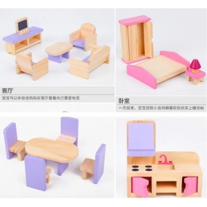 Casita de juegos Niñas y Niños Con familia y muebles