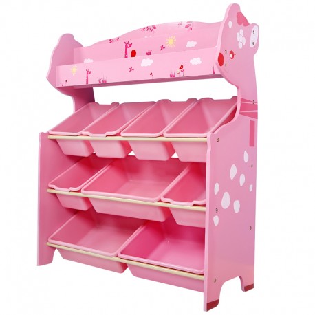 Organizador De juguetes rosado 9 cajas con revistero Onshine Organizador De juguetes rosado 9 cajas con revistero Onshine