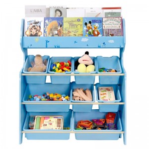 Organizador De juguetes celeste 9 cajas con revistero Onshine