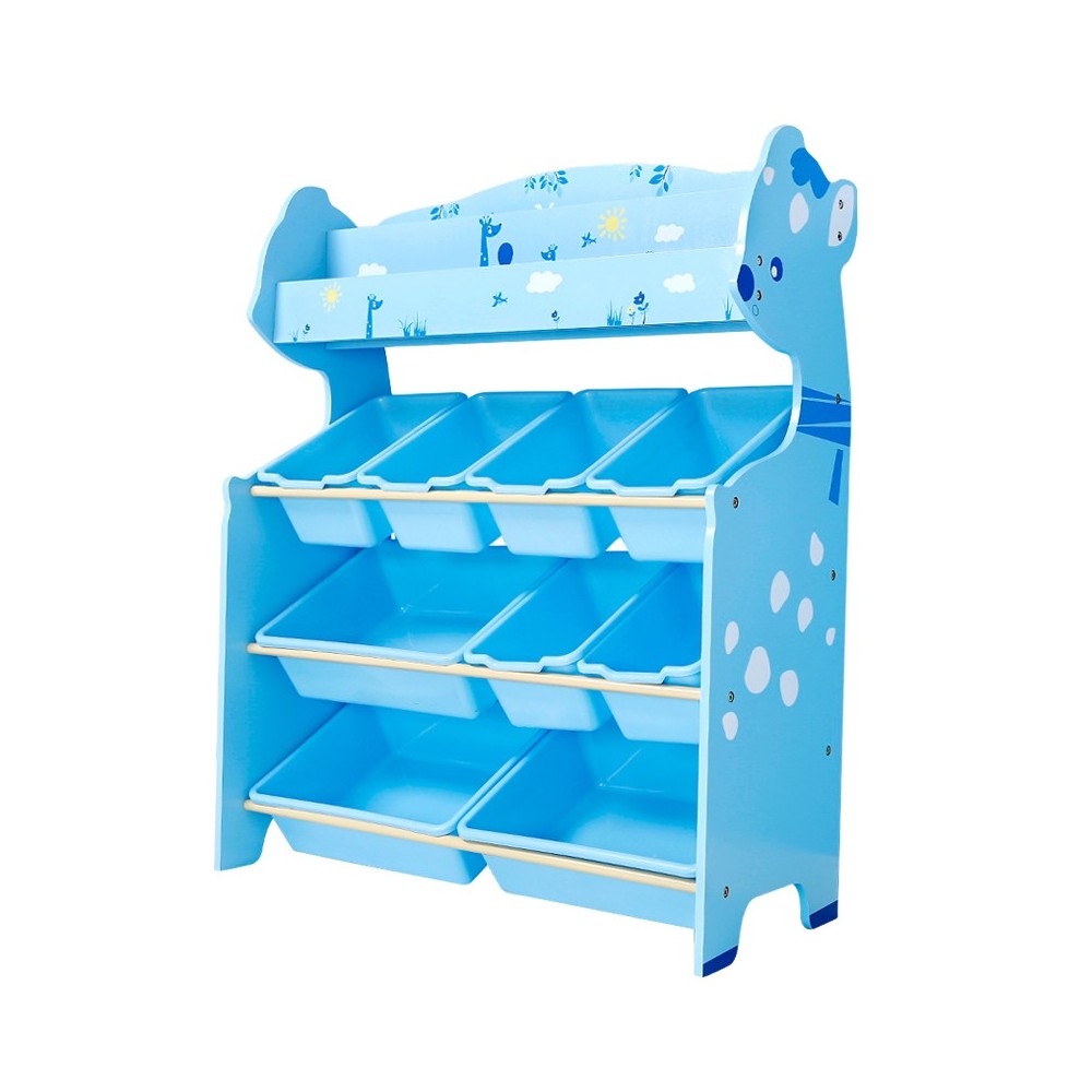 Organizador De juguetes celeste 9 cajas con revistero Onshine