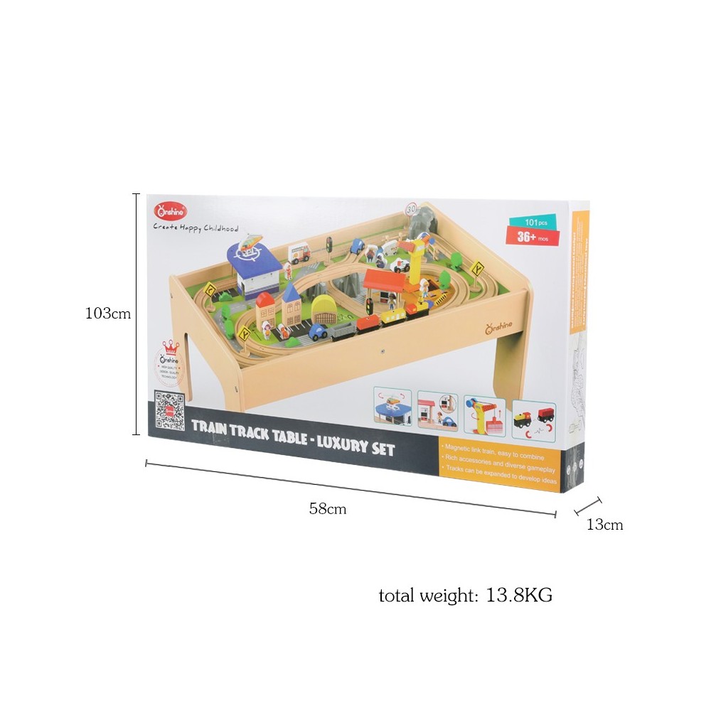 Mesa Educativa Con pista de trenes de madera