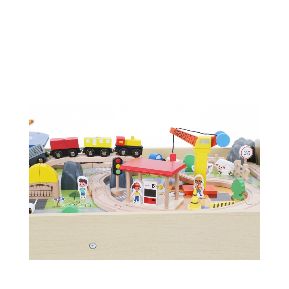 Mesa Educativa Con pista de trenes de madera