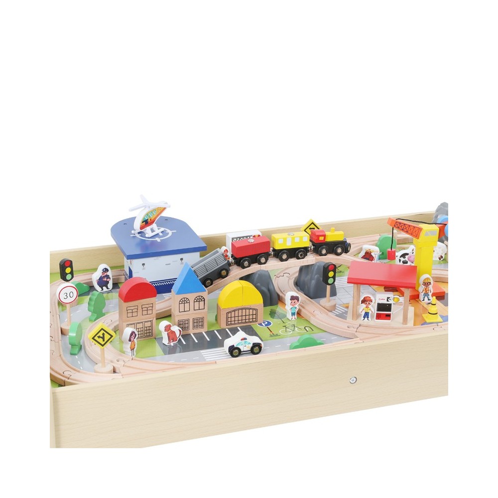 Mesa Educativa Con pista de trenes de madera