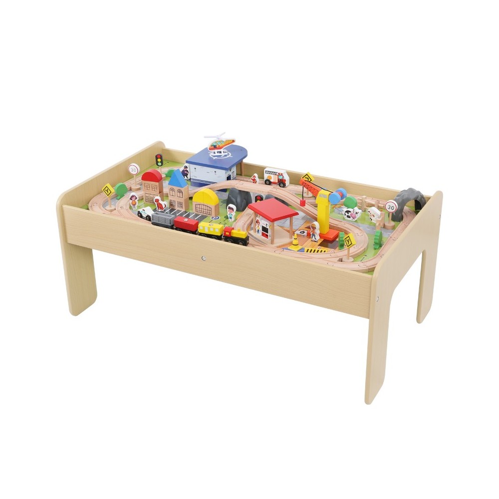Mesa Educativa Con pista de trenes de madera