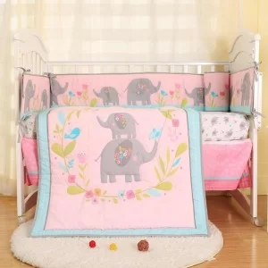Set ropa de cuna elefanta 4 piezas telas algodón - Primavera Verano