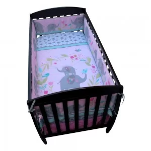 Set ropa de cuna elefanta 4 piezas telas algodón - Primavera Verano