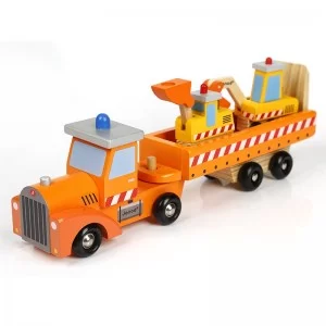 Camion constructor con remolque.