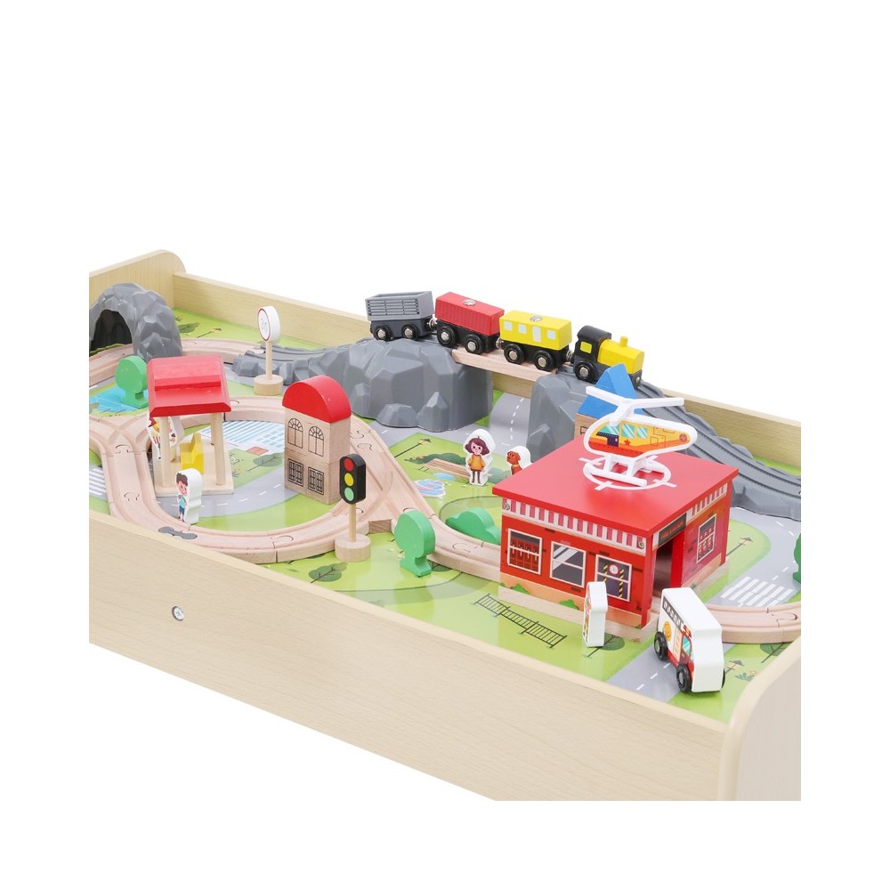 Mesa Educativa Con pista de trenes de madera