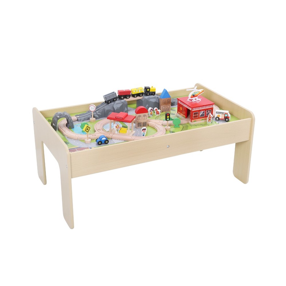 Mesa Educativa Con pista de trenes de madera