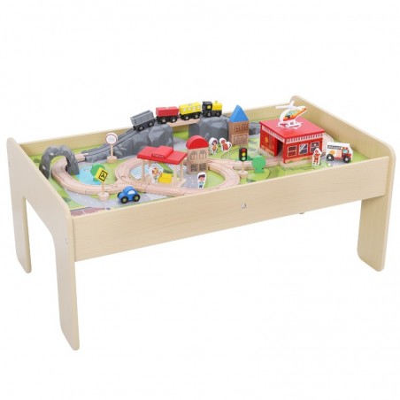 Mesa Educativa Con pista de trenes de madera Mesa Educativa Con pista de trenes de madera