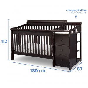 Cuna de madera con mudador Princeton 4 en 1 chocolate